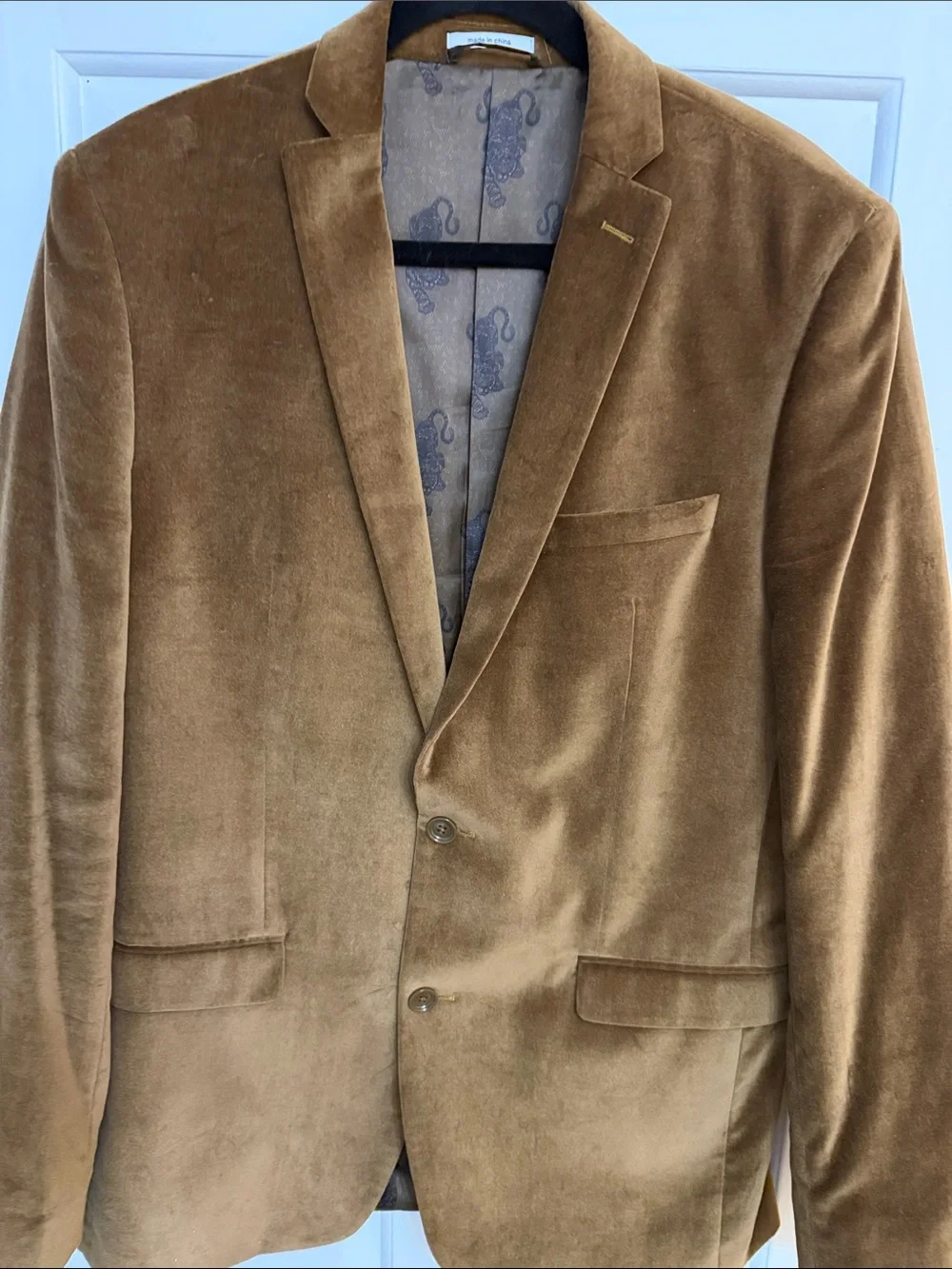 Bar III Men's Camel Brown Velvet Sport Coat